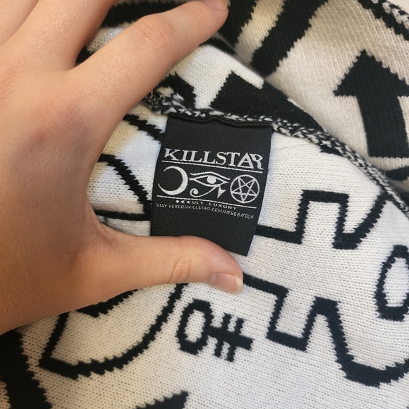 Killstar occult cropped cardigan | Black and White | thelema knit wrap sweater - Picture 5 of 6